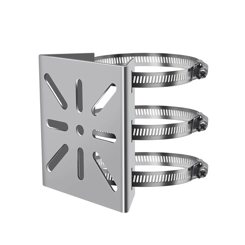 1 Set For Outdoor Pole Monitoring Bracket Univsesial Adapter Plate 100/200mm Long Hoop With Stainless Steel Camera Mount Panel