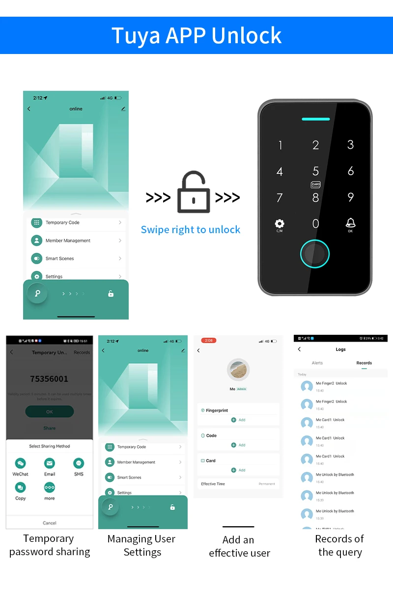 Dual RFID 125Khz+13.56MHz NFC APP Outdoor Fingerprint Access Control Keypad IP67 Waterproof Biometrics Door Opener with Gateway