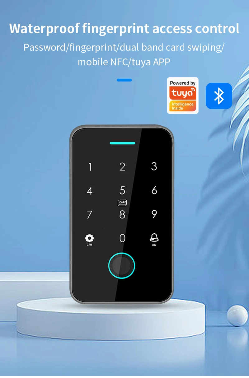Dual RFID 125Khz+13.56MHz NFC APP Outdoor Fingerprint Access Control Keypad IP67 Waterproof Biometrics Door Opener with Gateway