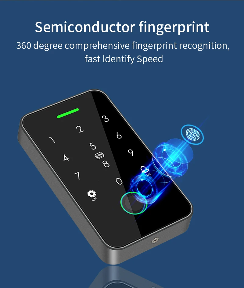Dual RFID 125Khz+13.56MHz NFC APP Outdoor Fingerprint Access Control Keypad IP67 Waterproof Biometrics Door Opener with Gateway