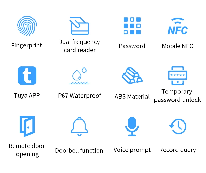 Dual RFID 125Khz+13.56MHz NFC APP Outdoor Fingerprint Access Control Keypad IP67 Waterproof Biometrics Door Opener with Gateway