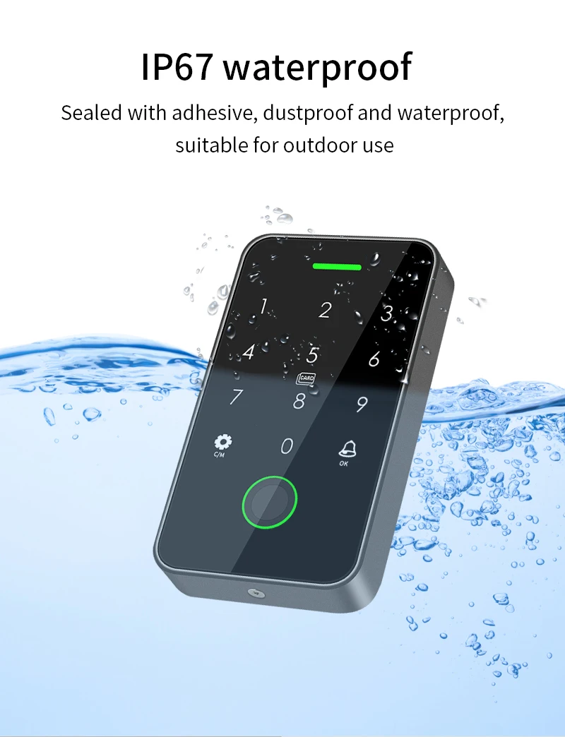 Dual RFID 125Khz+13.56MHz NFC APP Outdoor Fingerprint Access Control Keypad IP67 Waterproof Biometrics Door Opener with Gateway