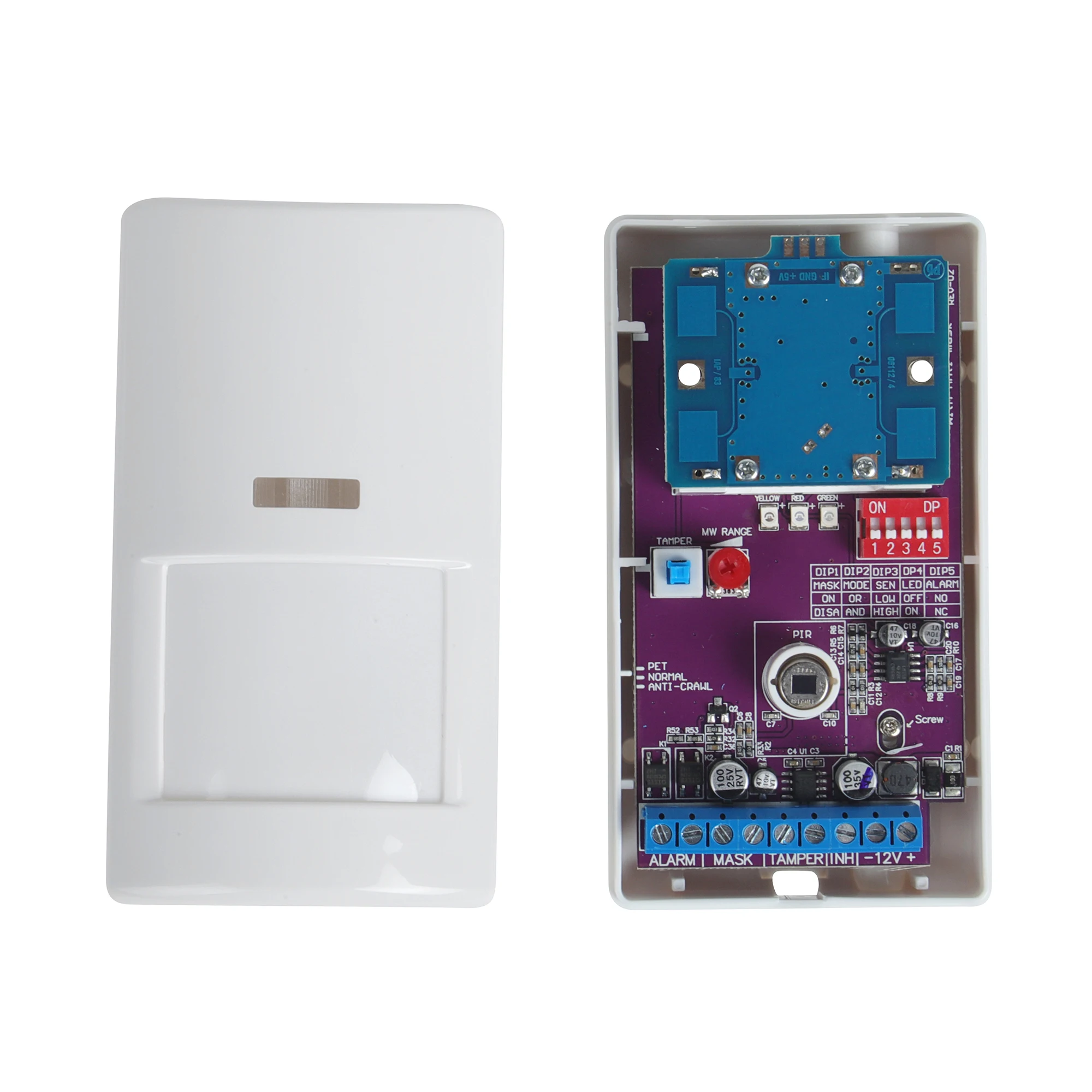 DC12V Dual-tech MW+PIR Wired Motion Sensor Microwave Sensor Infrared Detector Anti-tamper Pet Immune Wide Angle Detection Range