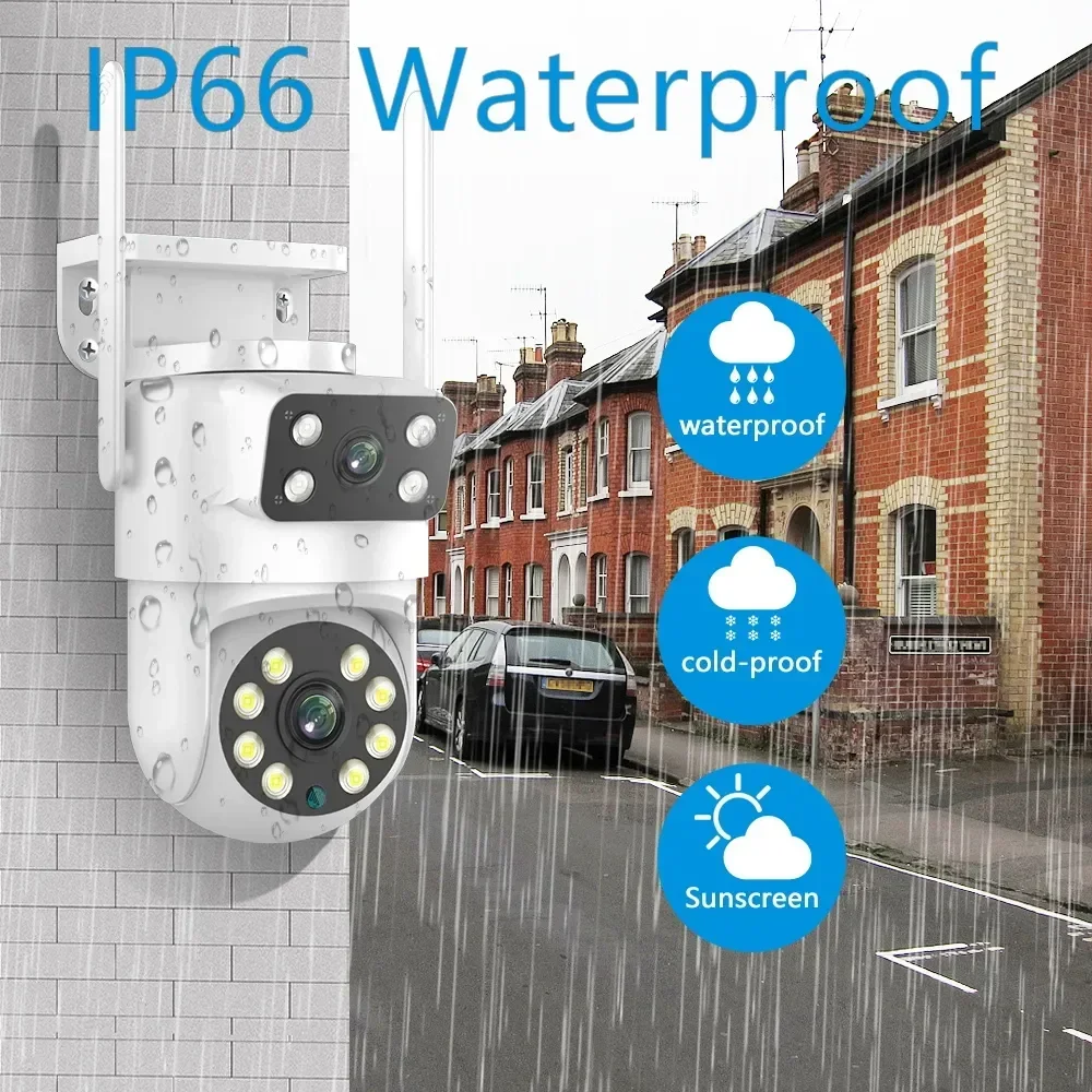 4K 8MP Tuya Dual Lens PTZ WIFI Camera Full HD Dual Screen Ai Human Auto Tracking Outdoor 4MP Security Video Surveillance Camera