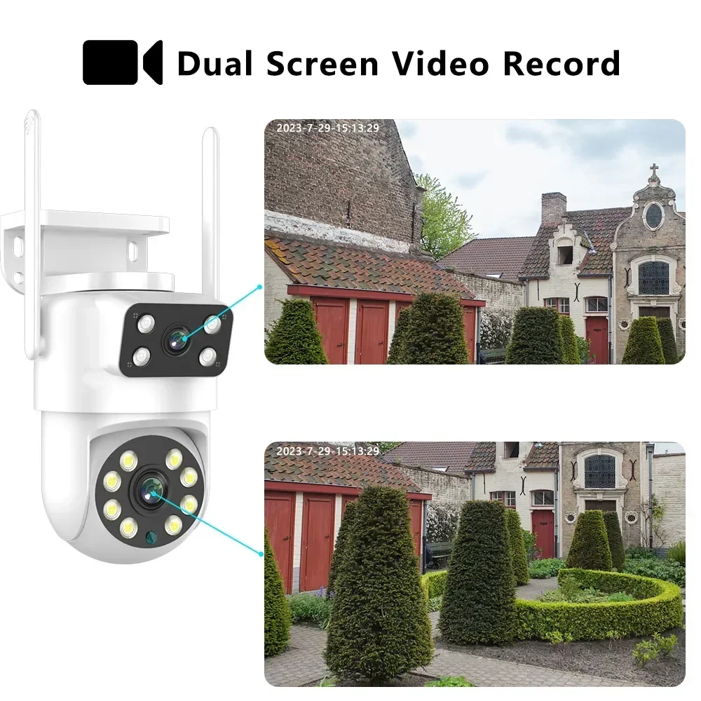 4K 8MP Tuya Dual Lens PTZ WIFI Camera Full HD Dual Screen Ai Human Auto Tracking Outdoor 4MP Security Video Surveillance Camera
