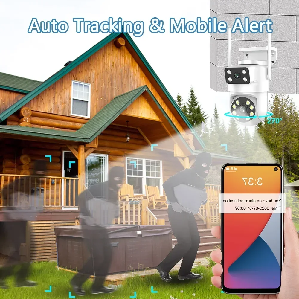 4K 8MP Tuya Dual Lens PTZ WIFI Camera Full HD Dual Screen Ai Human Auto Tracking Outdoor 4MP Security Video Surveillance Camera