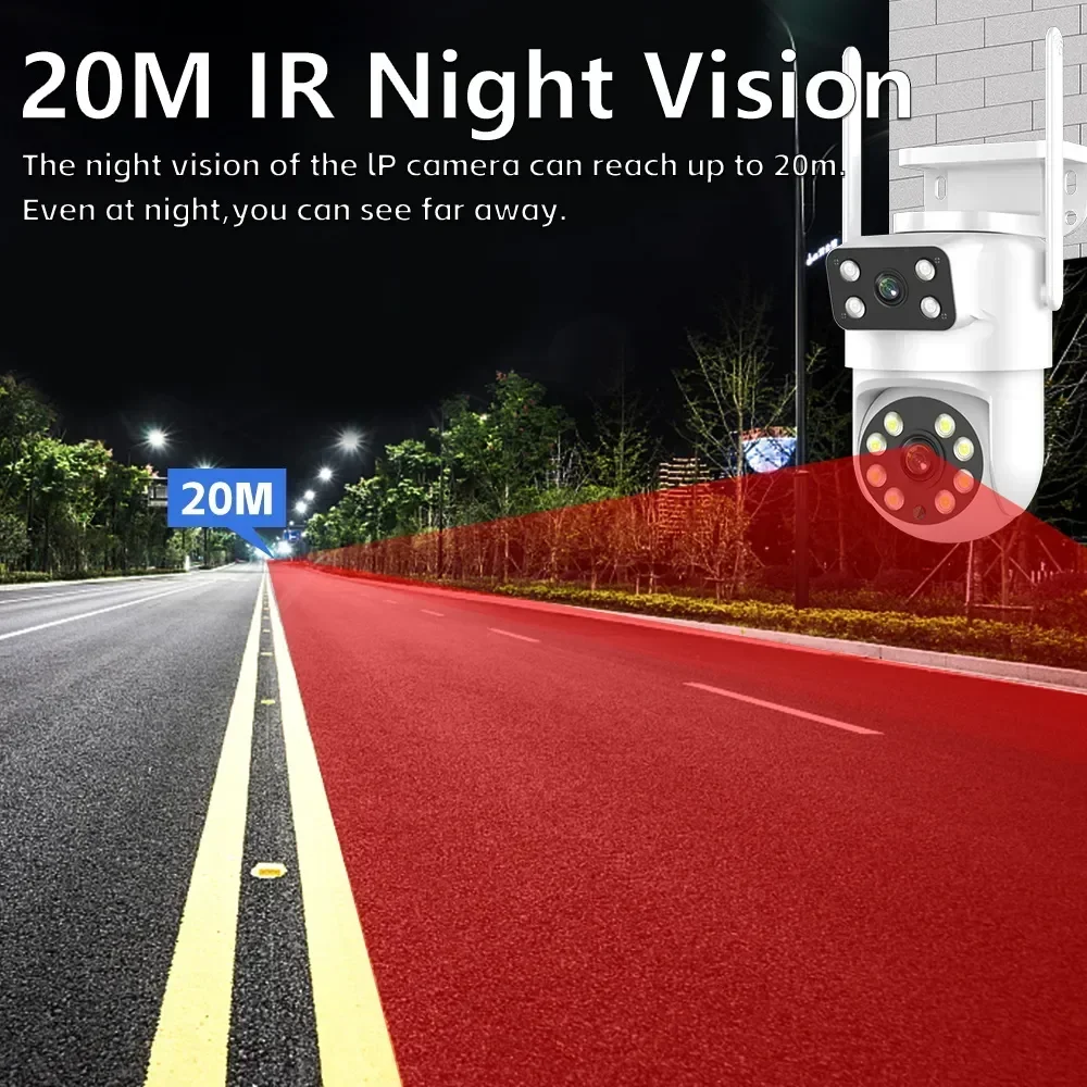 4K 8MP Tuya Dual Lens PTZ WIFI Camera Full HD Dual Screen Ai Human Auto Tracking Outdoor 4MP Security Video Surveillance Camera