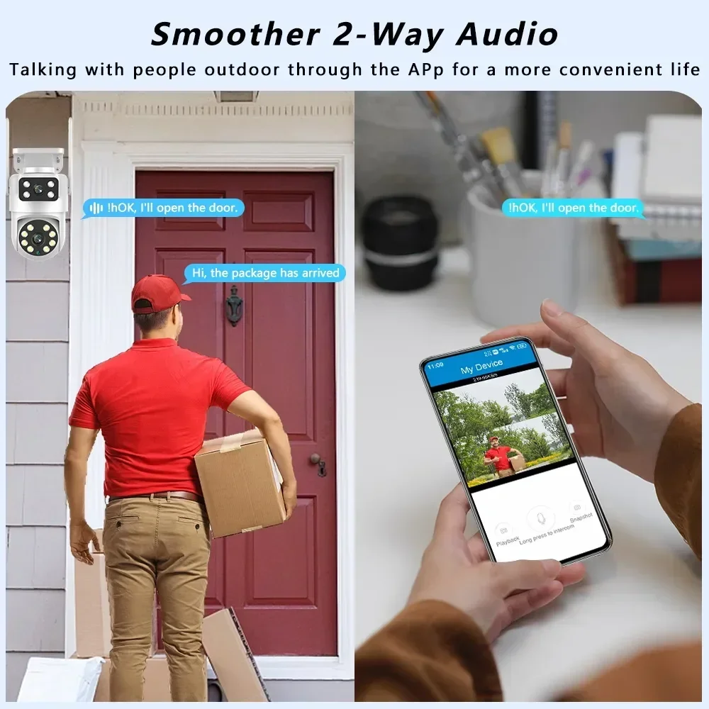 4K 8MP Tuya Dual Lens PTZ WIFI Camera Full HD Dual Screen Ai Human Auto Tracking Outdoor 4MP Security Video Surveillance Camera