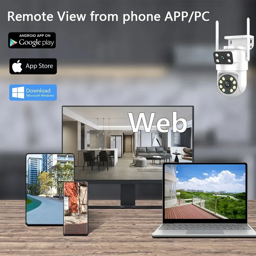 4K 8MP Tuya Dual Lens PTZ WIFI Camera Full HD Dual Screen Ai Human Auto Tracking Outdoor 4MP Security Video Surveillance Camera
