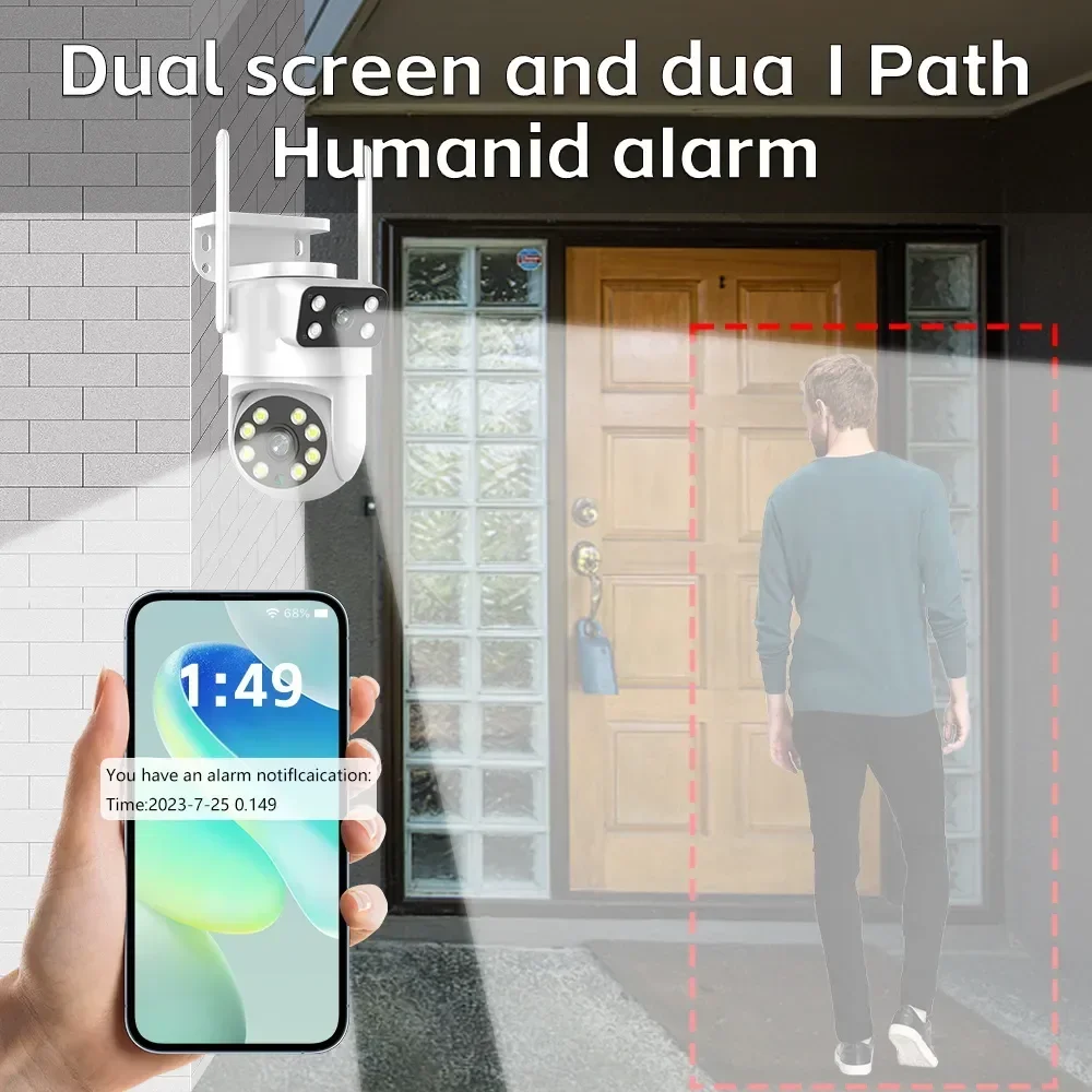 4K 8MP Tuya Dual Lens PTZ WIFI Camera Full HD Dual Screen Ai Human Auto Tracking Outdoor 4MP Security Video Surveillance Camera