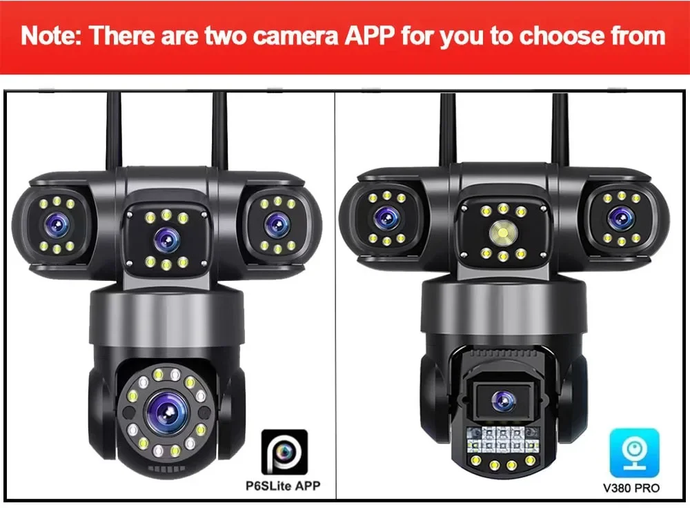 16X ZOOM WiFi Camera 20MP Four Lens Outdoor 6K 12MP IP66 Waterproof Night Vision Two-Way Intercom CCTV Video Surveillance
