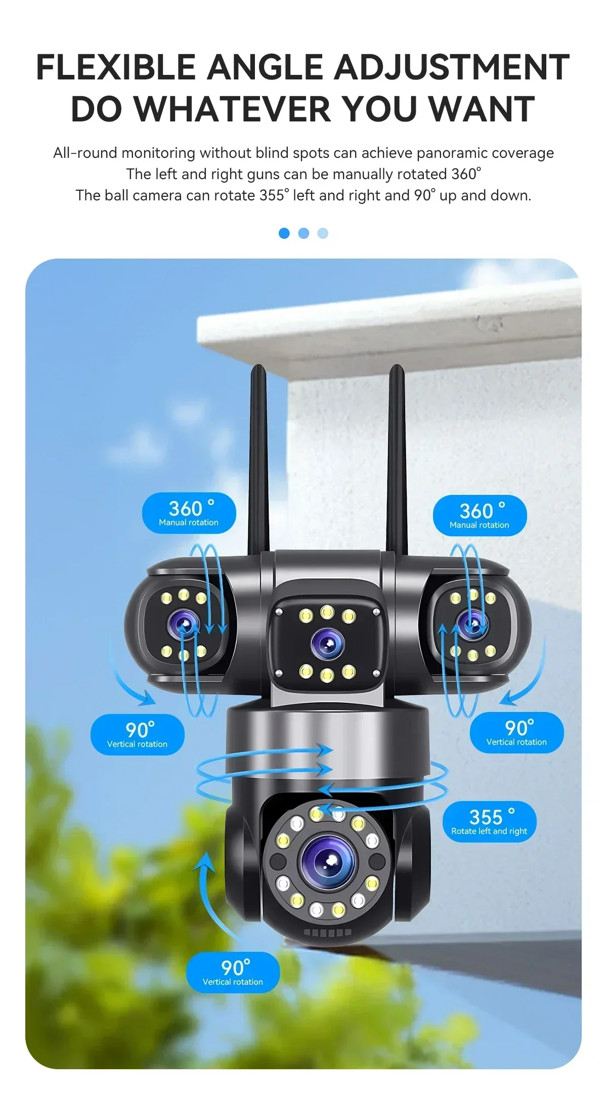 16X ZOOM WiFi Camera 20MP Four Lens Outdoor 6K 12MP IP66 Waterproof Night Vision Two-Way Intercom CCTV Video Surveillance