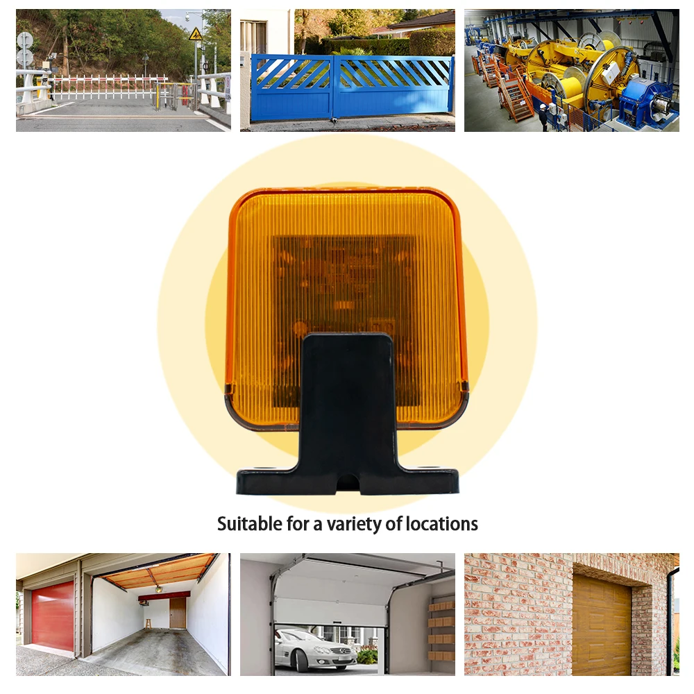 Warning Light for Sliding & Swing Gate Opener AC DC 12-265V Alarm Flashing Lamp Lndicator Light For Garage Gate Automatic Door