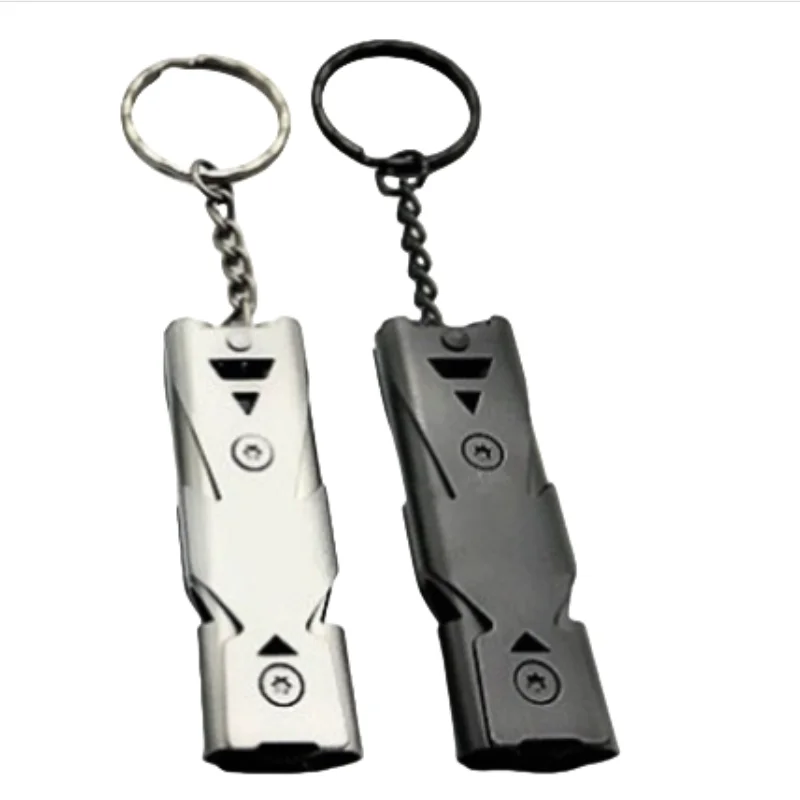 Double Tube Distress Whistle Outdoor Stainless Steel High-frequency Earthquake Rescue Whistle Survival Whistle