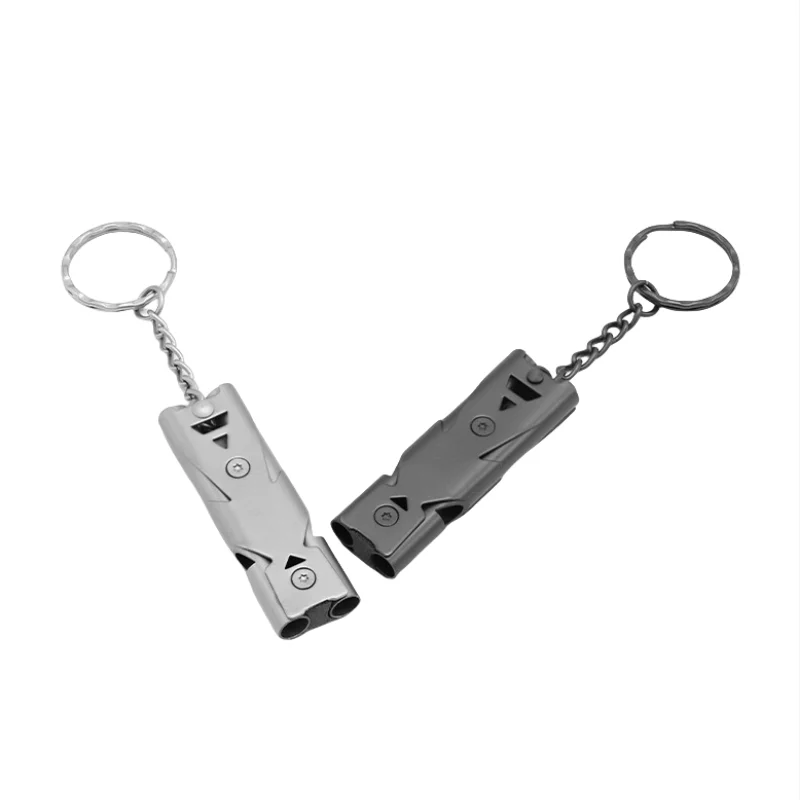 Double Tube Distress Whistle Outdoor Stainless Steel High-frequency Earthquake Rescue Whistle Survival Whistle