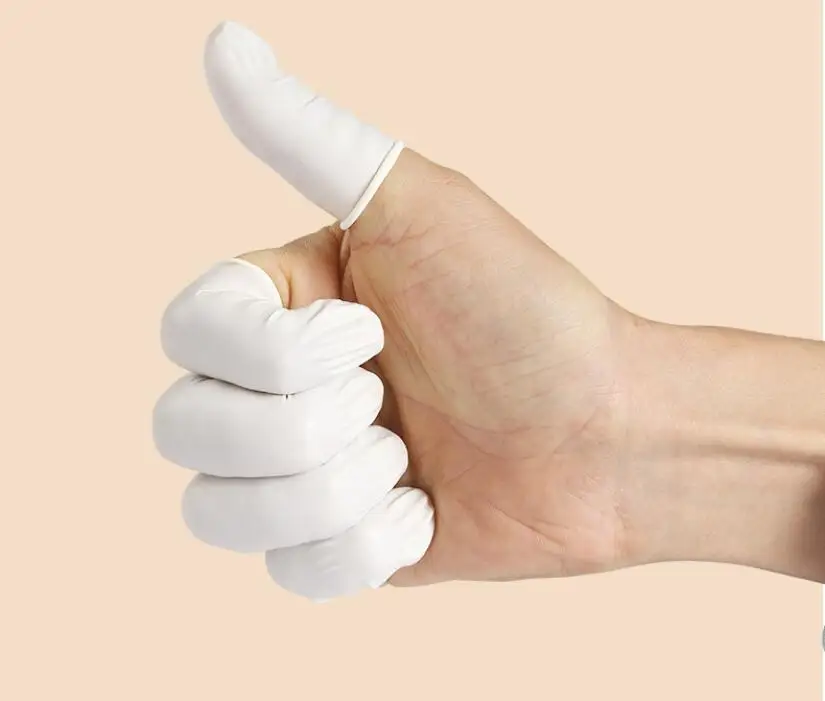 Protective Fingertip Natural Rubber Gloves Disposable Latex Finger Cots for Workplace Safety Nail Makeup Eyebrow Extension