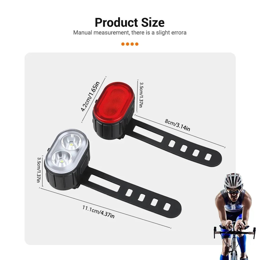 Front Rear Bike Lights Rechargeable Bicycle Cycling USB Flashlight for Bicycle Lighting Front/Rear/Set Bike Accessories