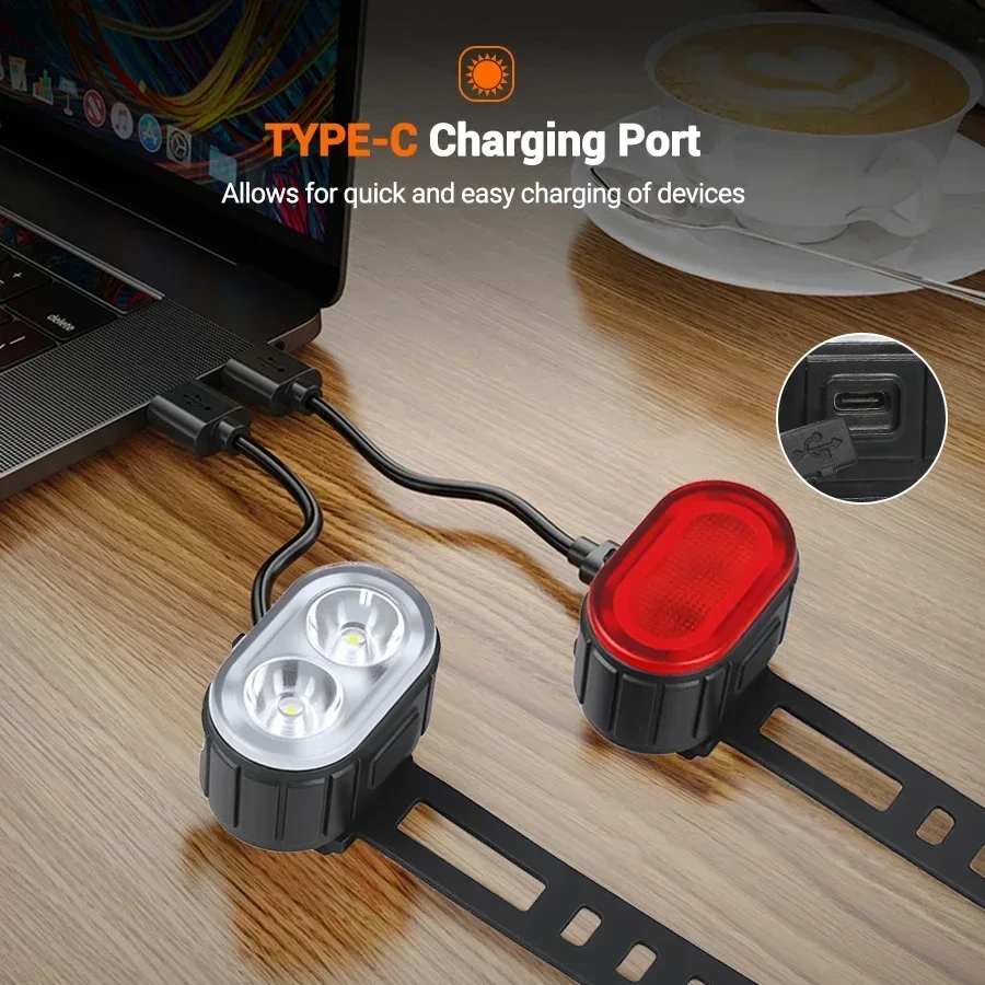 Front Rear Bike Lights Rechargeable Bicycle Cycling USB Flashlight for Bicycle Lighting Front/Rear/Set Bike Accessories