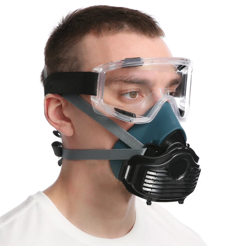 Silicone Dustproof Half Gas Mask With Goggles 3701 Filter cotton Suitable For Spray Paint Carpentry Grinding House Decoration