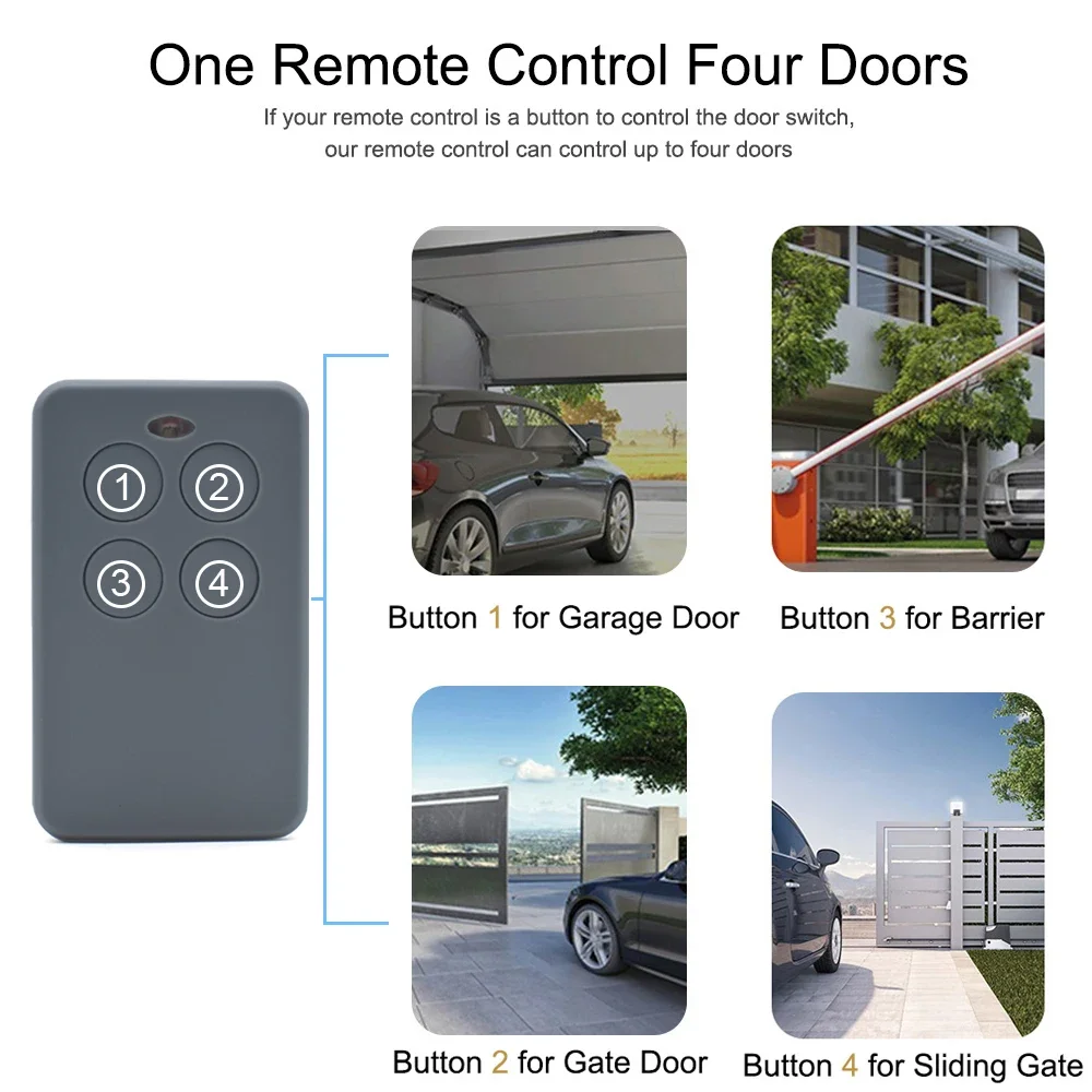 Universal Multifrequency 280 to 868 Mhz 433.92MHz Remote Control Garage Command Fixed Rolling Code Gate Keychain Clone