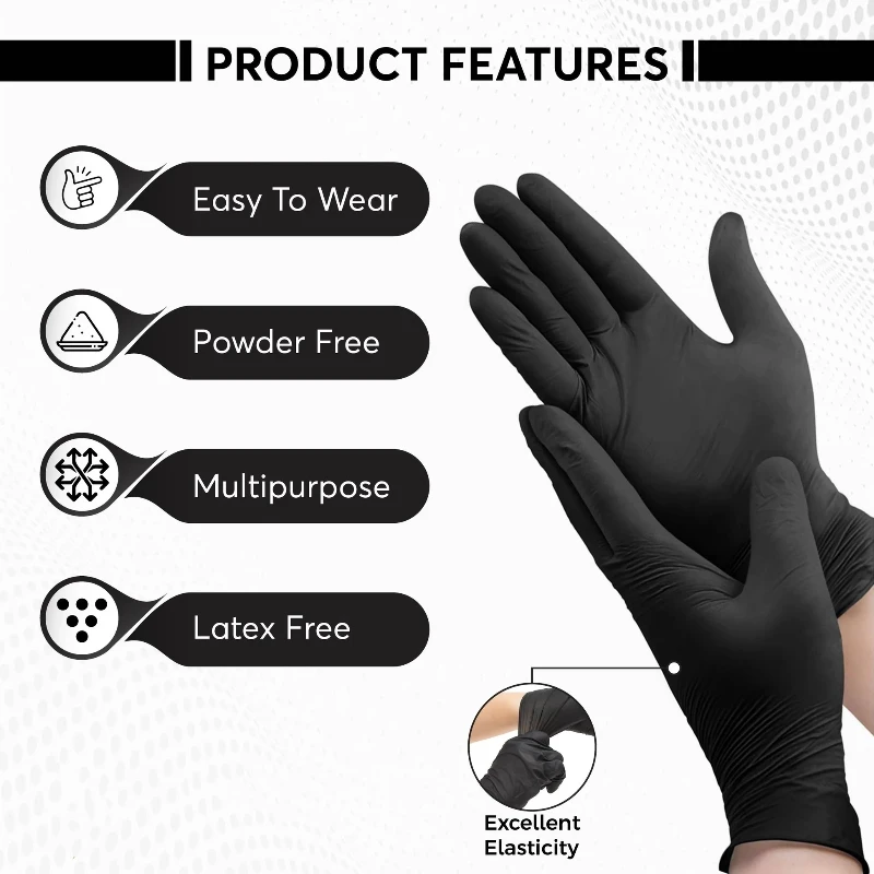 20/50/100PCS Black Nitrile Gloves Disposable Latex Free Textured 4.0Mil Safety Work Gloves for Industrial Mechanic Auto Gloves