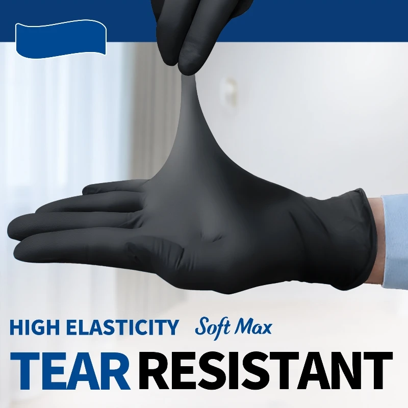 20/50/100PCS Black Nitrile Gloves Disposable Latex Free Textured 4.0Mil Safety Work Gloves for Industrial Mechanic Auto Gloves