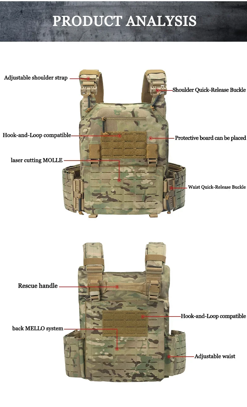 6094 Combat Vest 1000D High-Tensile Nylon Laser-Cut Webbing Rapid-Response for Hunting, Survival & Tactical Scenarios