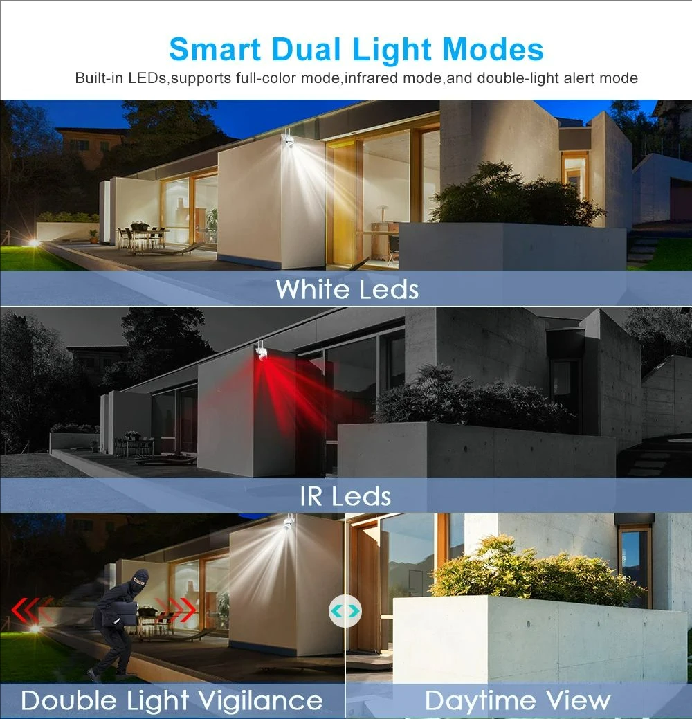 8MP Wifi IP Outdoor Wireless Security Surveillance PTZ Camera 4X Zoom Cameras AI Human Tracking Two-way Audio HD Night Color Cam