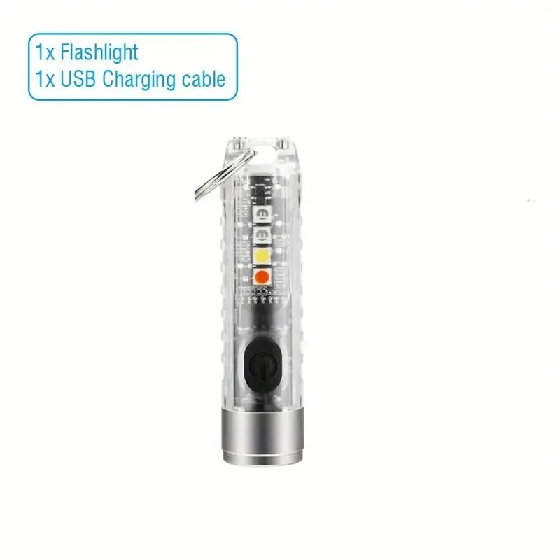 1PC Rechargeable Mini Keychain Flashlight with Magnetic Base and 10 Modes - Ideal for Camping and Outdoor Activities
