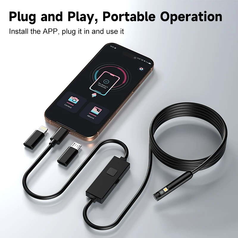 HD1080P Endoscope 3in1 Micro USB Type-C Single Dual Camera for IOS iphone Android Phones Waterproof Pipe Inspection Borescope