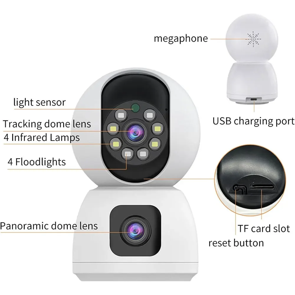 ANSVICAM Tuya Smart 4K 8MP Dual-Lens PTZ Security Camera 5G WiFi Dual-Screen Indoor Cameras AI Auto Tracking Color Night Vision