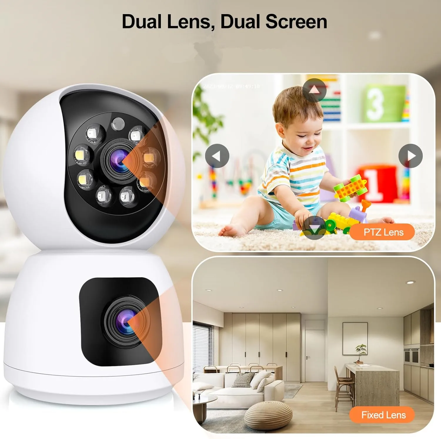 ANSVICAM Tuya Smart 4K 8MP Dual-Lens PTZ Security Camera 5G WiFi Dual-Screen Indoor Cameras AI Auto Tracking Color Night Vision