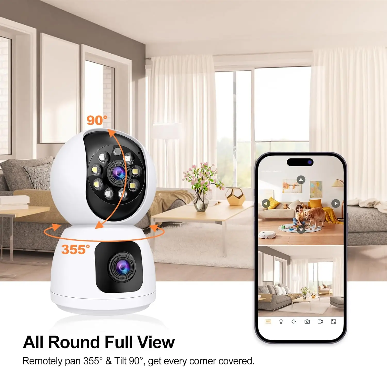 ANSVICAM Tuya Smart 4K 8MP Dual-Lens PTZ Security Camera 5G WiFi Dual-Screen Indoor Cameras AI Auto Tracking Color Night Vision