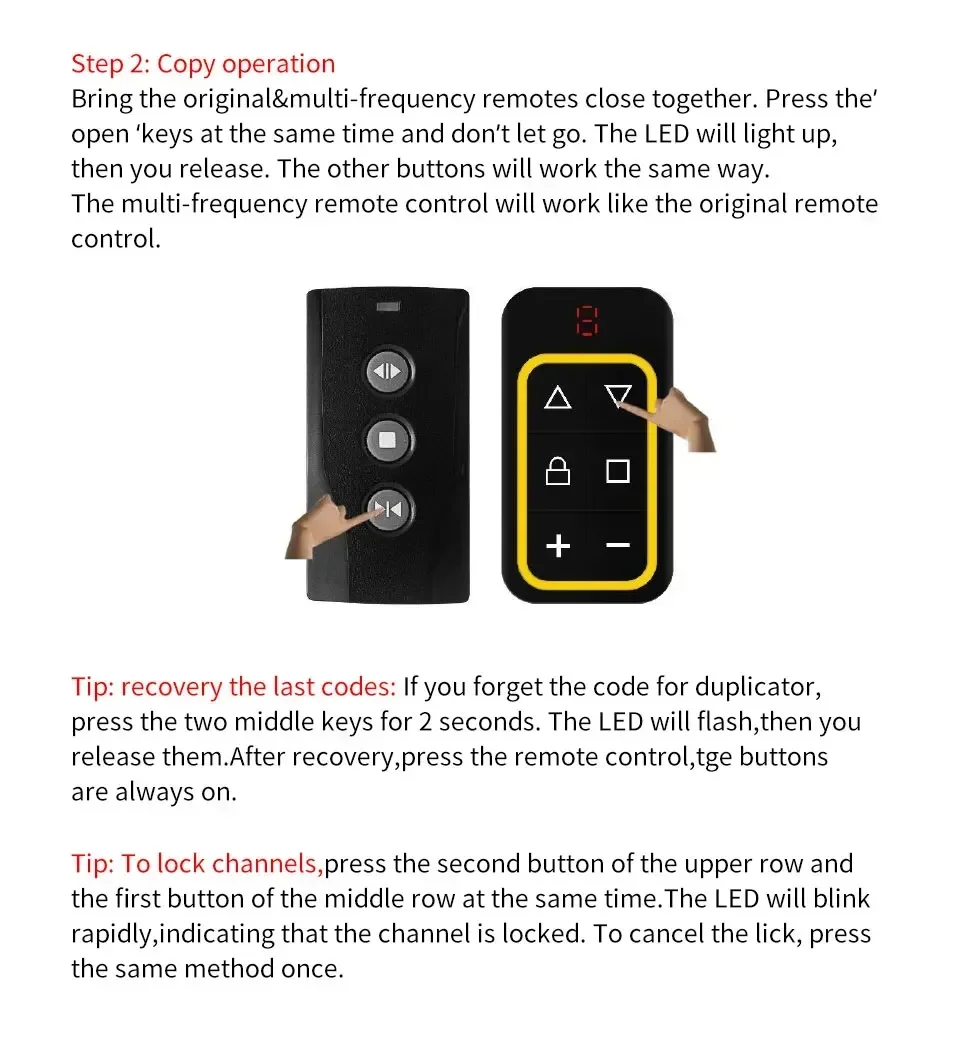 300-915MHZ 8 in 1 Garage Door Remote Control Copy Duplicator 433mhz 868mhz 8CH Multi-frequency Garage Remote Code Transmitter