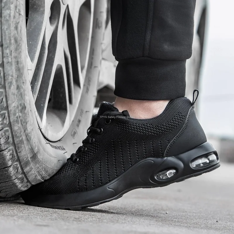 Summer Air Cushion Work Safety Shoes For Men Breathable Work Sneakers Steel Toe Shoes Anti-puncture Safety Protective Shoes