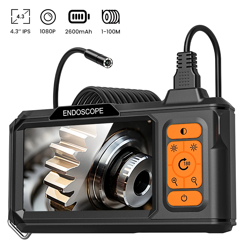 Industrial Endoscope 4.3'' Screen Single Dual Lens 2M-100M Automotive Endoscopy Inspection Borescope Waterproof Plumbing Camera