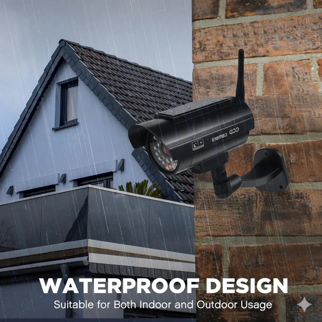 New Wireless Dummy Camera With Antena Solar Powered Waterproof Fake Camera Red Flashing Led Scare The Thief Home Security System