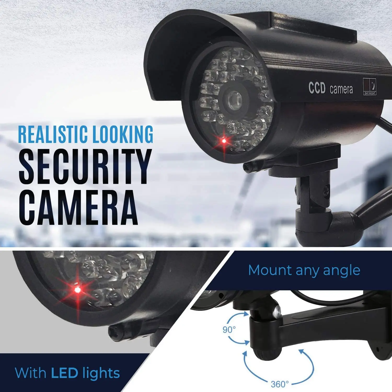 New Wireless Dummy Camera With Antena Solar Powered Waterproof Fake Camera Red Flashing Led Scare The Thief Home Security System