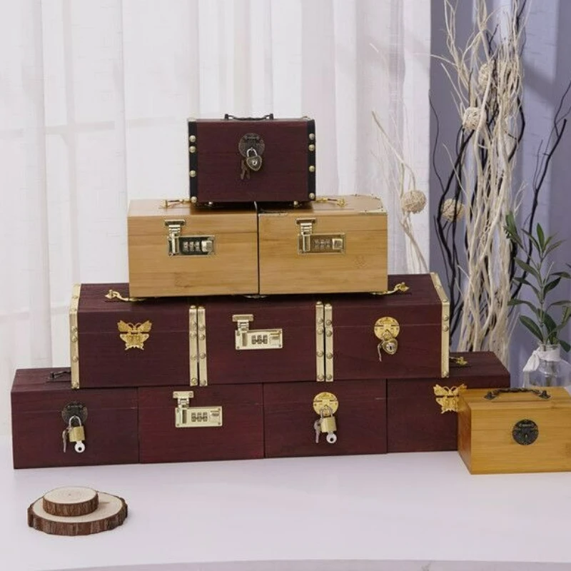 Wooden Combination Lock Piggy Bank, Adult Treasure Box Savings Box, Simple Home Storage Gadget, Safe and Anti-Theft