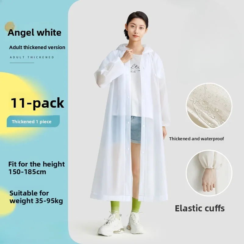Reusable EVA Adult Raincoat - Thickened, Extended Length, Portable One-Piece for Outdoor Hiking and Travel