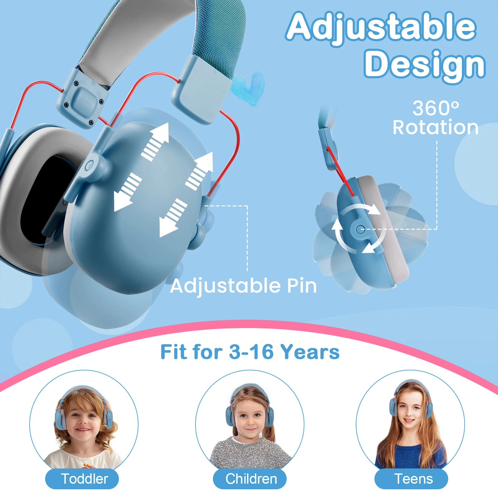 NEW Kids Ear Protection, SNR 26 dB Noise Cancelling Headphones for Autism Children Toddler, Sound Proof Noise Reduction Earmuffs