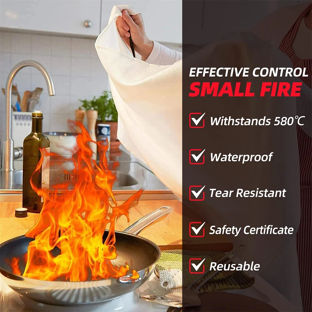 Fire Suppression Blankets Emergency Fiberglass Fireproof Blanket for Kitchen Home Camping Grill Car Office Warehouse Fireplace
