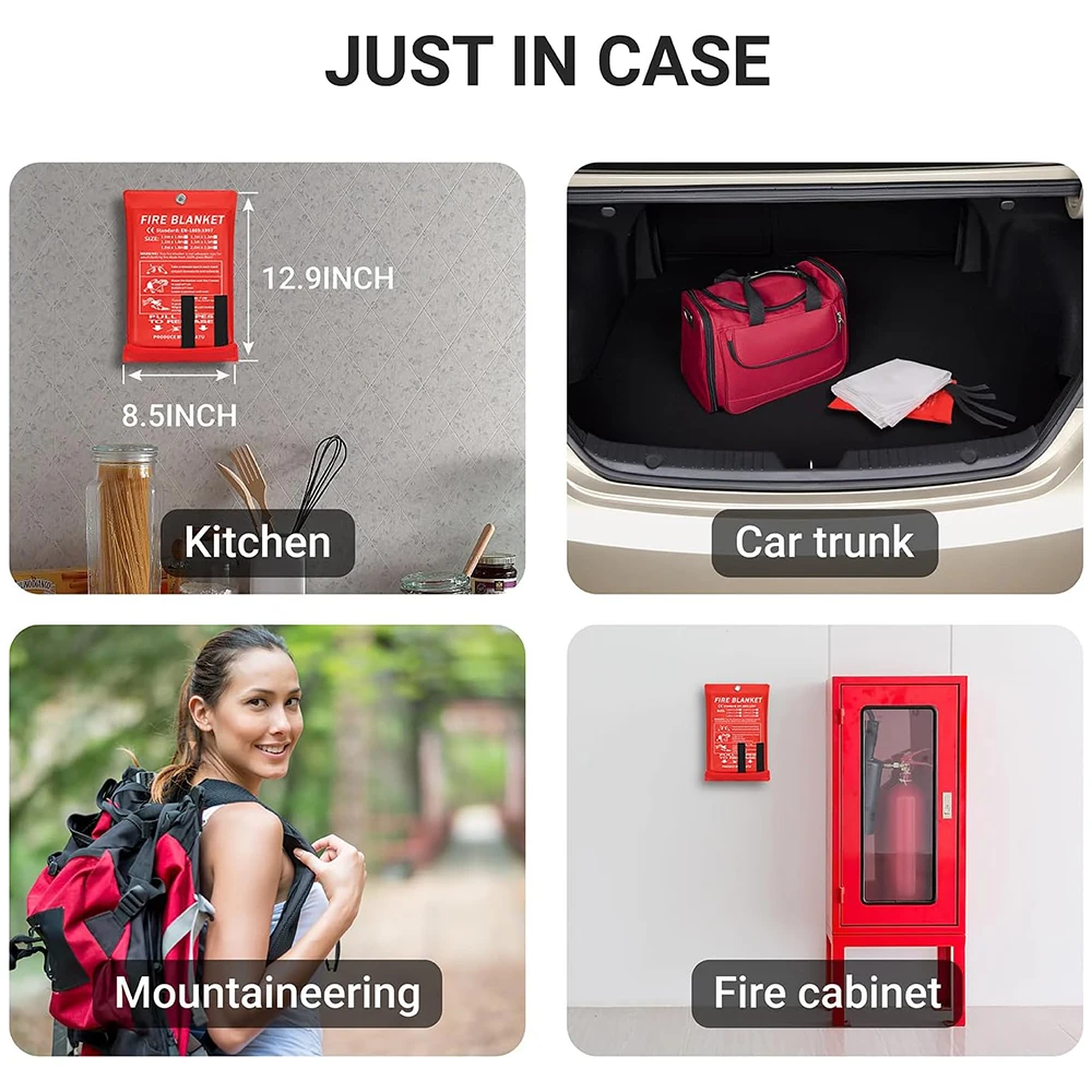 Fire Suppression Blankets Emergency Fiberglass Fireproof Blanket for Kitchen Home Camping Grill Car Office Warehouse Fireplace