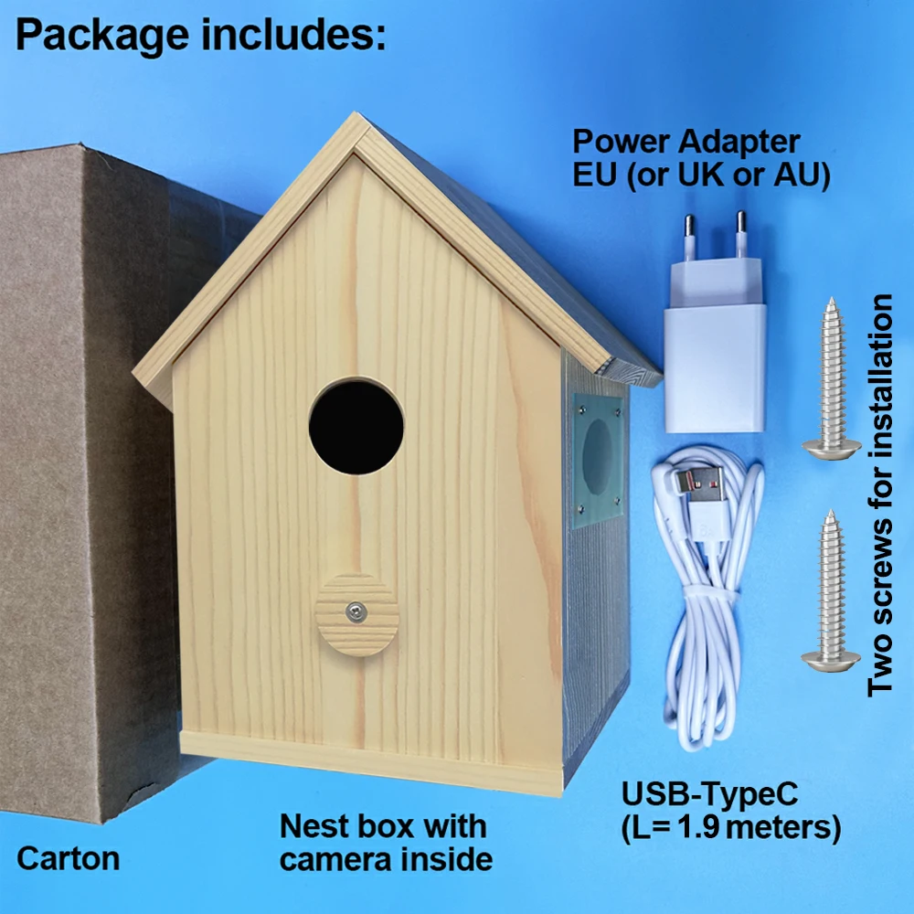 Smart Tuya Bird House 4MP HD WiFi Camera Wireless Birdbox with Night Vision Video Recording SD Card Playback Real Time DIY Gift