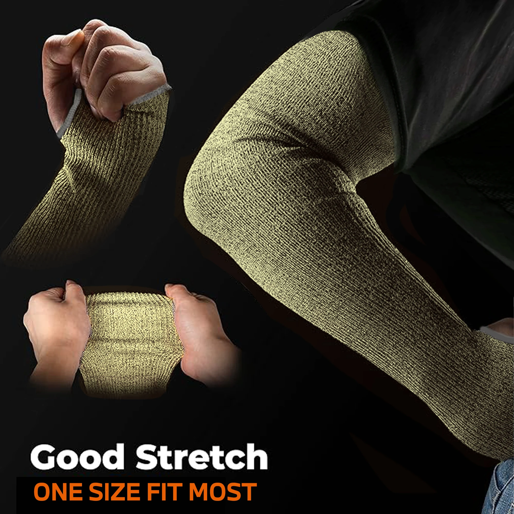 1 Pair Anti-Cut Kevlar Sleeves,44cm/17.3in,Made with Aramid Fiber, for Cut Proof and Heat Resistant Welding,Gardening Work.