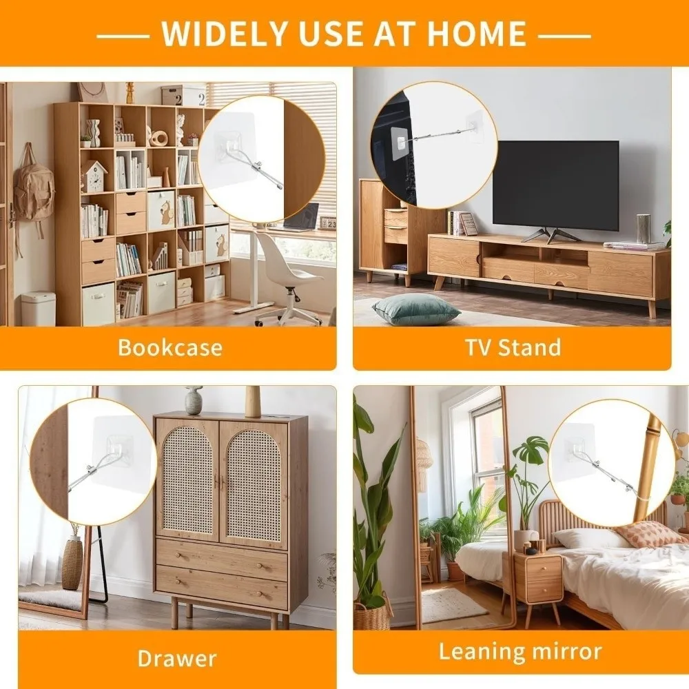 Anti-Tip TV Safety Strap Premium Adjustable Anti-Tip Furniture Fastening Kit Easy Install Childproof