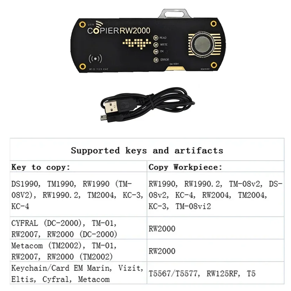 RW2000 TM RFID Duplicator Copier Copiers RW2000 Copy Keys Tag Cards 125Khz RFID Reader Writer-ABPS