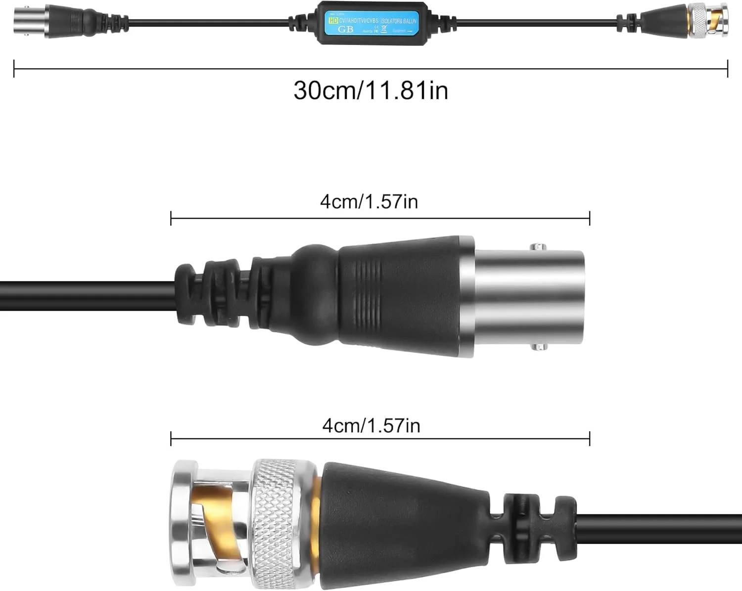 HD-TVI/HD-CVI/AHD/Analog CVBS Passive Coaxial Video Ground Loop Isolator Built-in Video Balun 2PCS for CCTV Cameras