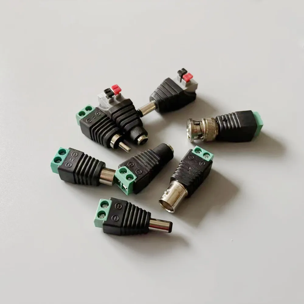 DC Power Jack Plug Adapter Barrel Connector Male Female 5.5*2.1 DC BNC RCA Plug Terminal AV Plug Socket Cable Adapter