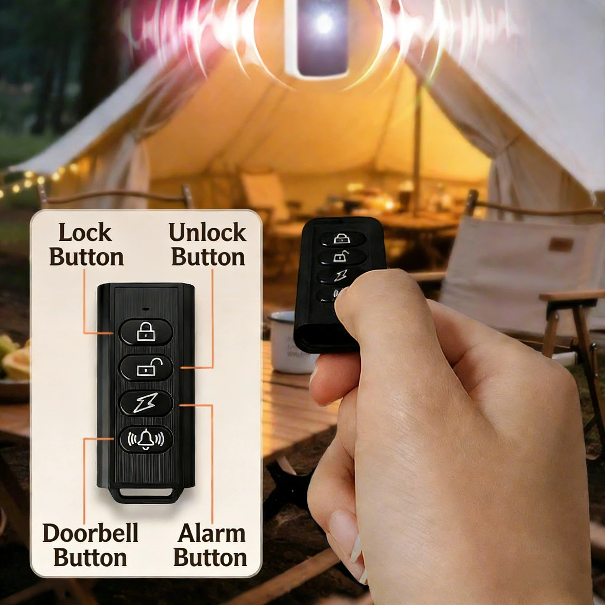 Outdoor Tent Anti-Wolf and Anti-Theft Alarm, Camping Security Electronic Sentinel, Remote Control Infrared Human Body Sensor
